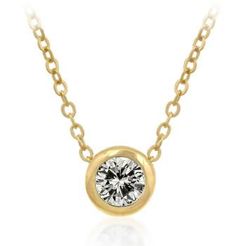 Solitaire Bezel Cubic Zirconia Golden Pendant - P11001G-S01