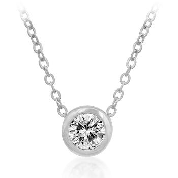 Solitaire Bezel Cubic Zirconia Pendant - P11001R-C01