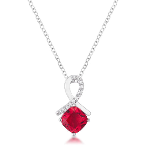 8mm Cushion Cut Cubic Zirconia Garnet Fashion Pendant - P11105R-C13