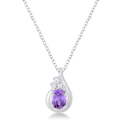 8mm Oval Cut Cubic Zirconia Lavender Fashion Pendant - P11106R-C22
