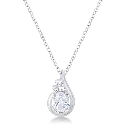 8mm Oval Cut Cubic Zirconia Fashion Pendant - P11107R-C01