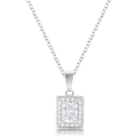 7mm Emerald Cut Cubic Zirconia Fashion Pendant - P11110R-S01