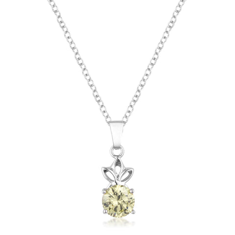 8mm Round Cut Jonquil Cubic Zirconia Fashion Pendant - P11118R-S60