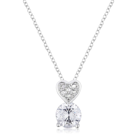 8mm Clear Cubic Zirconia Fashion Heart Pendant - P11119R-S01