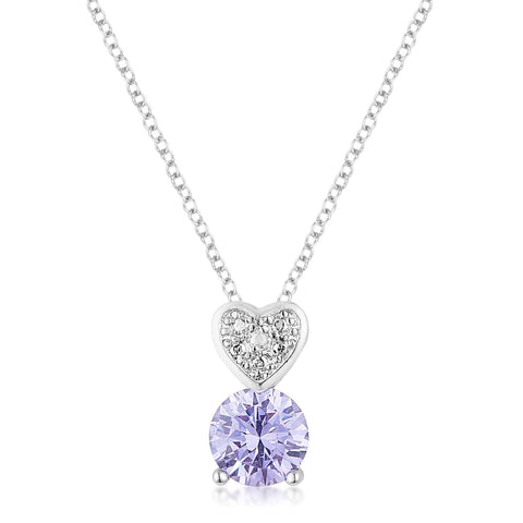 8mm Lavender Cubic Zirconia Fashion Heart Pendant - P11123R-S22
