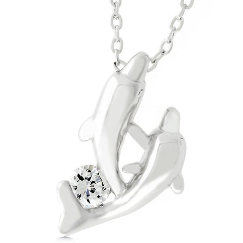 Dual Dolphin Pendant - P11310R-S01