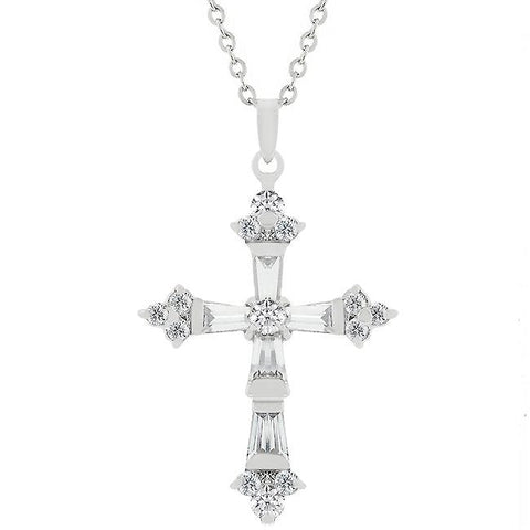 Brilliant Cubic Zirconia Cross Pendant - P11312R-C01
