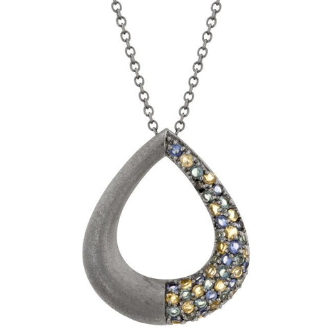 Black Rhodium Teardrop Pendant - P11356B-V01