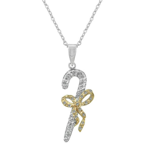 Candy Cane Cubic Zirconia Pendant - P11358T-C01