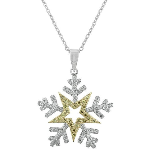 Two-tone Finished Snowflake Pendant - P11359T-C01