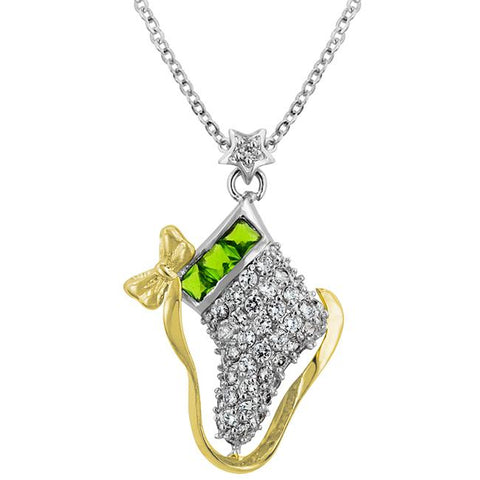 Ice Skate Cubic Zirconia Pendant - P11361T-V01