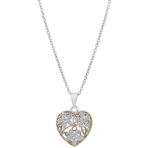 Floral Inspired Heart Pendant - P11369T-C01