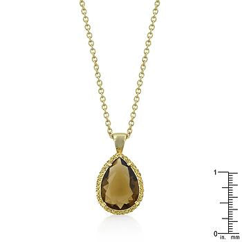 Yellow Cubic Zirconia Teardrop Pendant - P11378G-C57