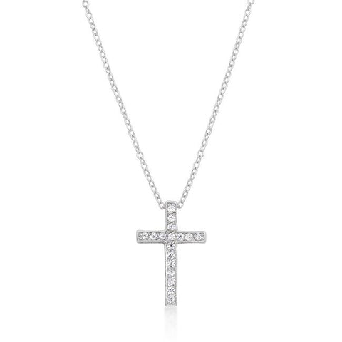 Cubic Zirconia Bling Cross Pendant - P11390R-C01
