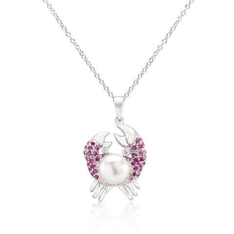 Pearl Crab Pendant Necklace - P11397R-V01