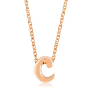 Rose Gold Finish Initial C Pendant - P11409A-V00-C