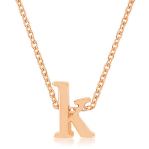 Rose Gold Finish Initial K Pendant - P11409A-V00-K