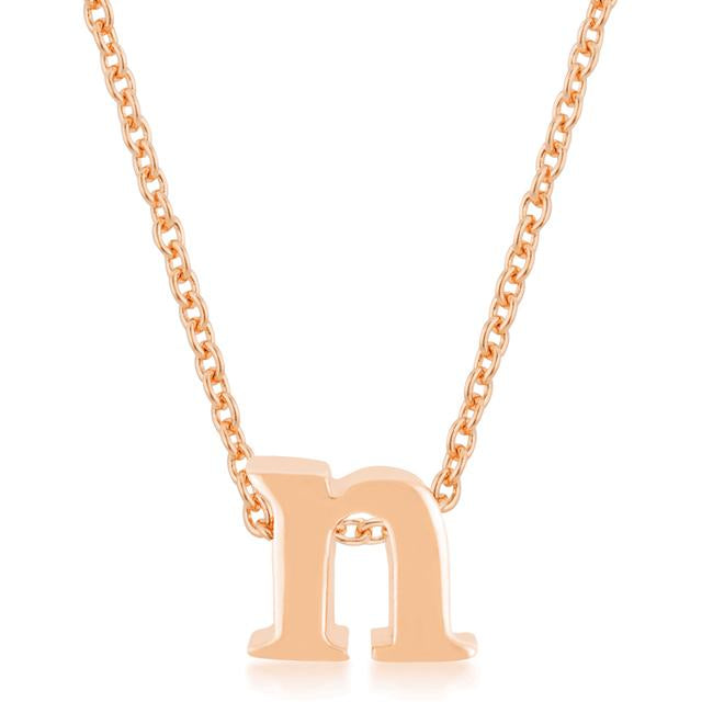 Rose Gold Finish Initial N Pendant - P11409A-V00-N