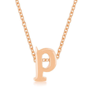 Rose Gold Finish Initial P Pendant - P11409A-V00-P