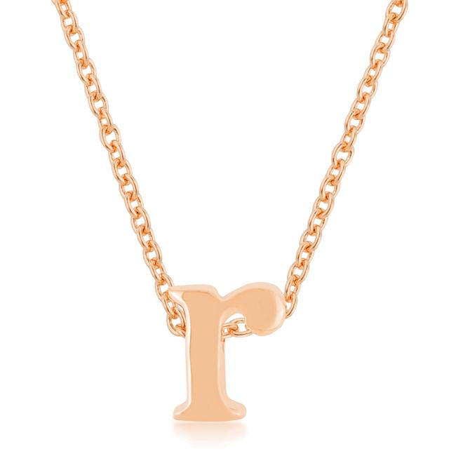 Rose Gold Finish Initial R Pendant - P11409A-V00-R