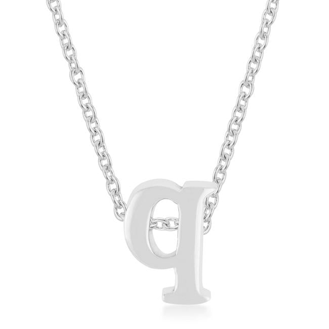 Rhodium Plated Finish Initial Q Pendant - P11409R-V00-Q