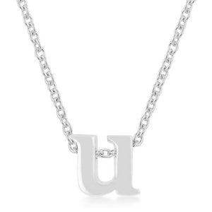 Rhodium Plated Finish Initial U Pendant - P11409R-V00-U