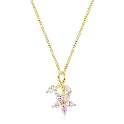 Purple Flower Drop Pendant - P11422G-V01