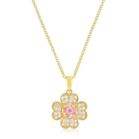 Goldtone Lucky Clover Pendant - P11424G-C12