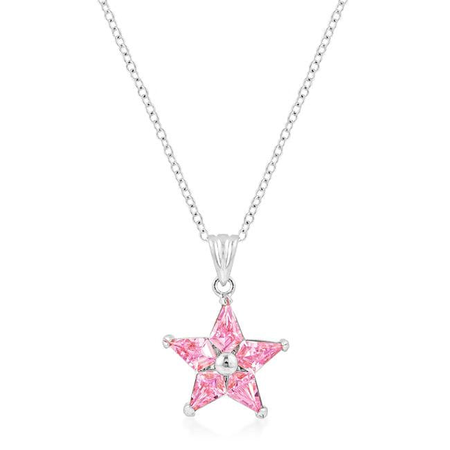 Rhodium Plated Fancy Star Pendant - P11426R-V12