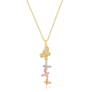 Goldtone Multi-Butterfly Pendant - P11428G-V01