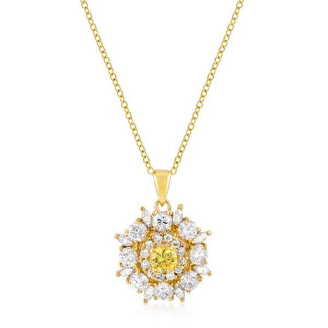 Goldtone CZ Circle Pendant - P11430G-C61