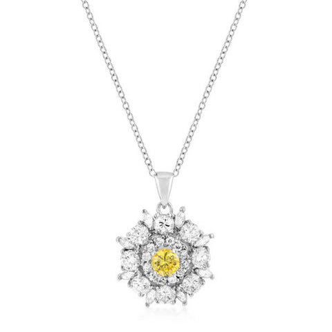 Rhodium Plated CZ Circle Pendant - P11430R-C61