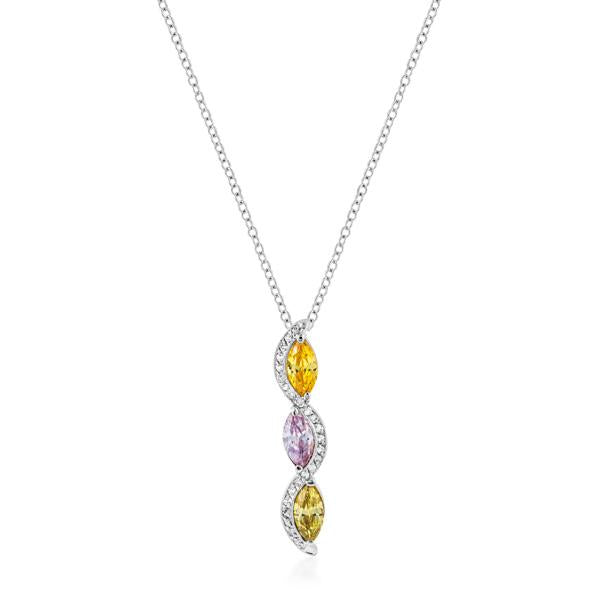 Rhodium Plated Marquise Teardrop Pendant - P11444R-V01