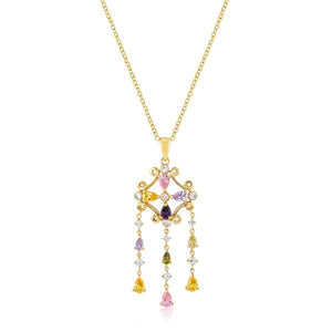 Goldtone Multi-Color Dangle Pendant - P11447G-V01