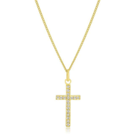 Simple Golden Cross Pendant - P11453G-C01