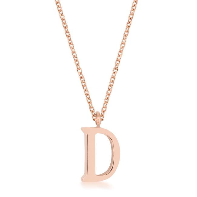 Elaina Rose Gold Stainless Steel D Initial Necklace - P11456A-V00-D