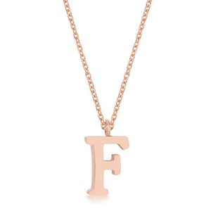 Elaina Rose Gold Stainless Steel F Initial Necklace - P11456A-V00-F