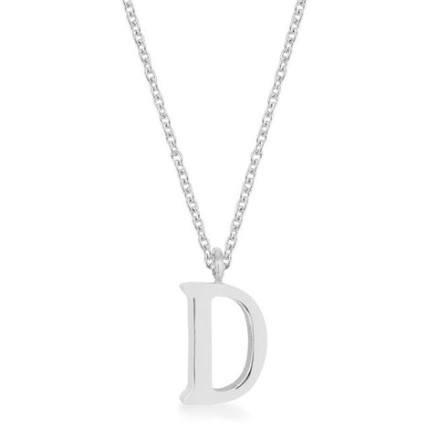 Elaina Rhodium Stainless Steel D Initial Necklace - P11456R-V00-D