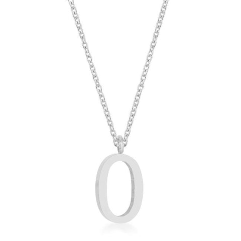 Elaina Rhodium Stainless Steel O Initial Necklace - P11456R-V00-O