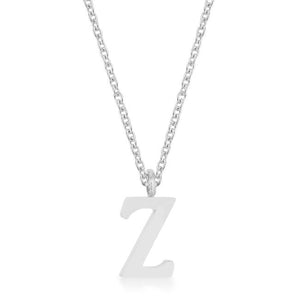 Elaina Rhodium Stainless Steel Z Initial Necklace - P11456R-V00-Z