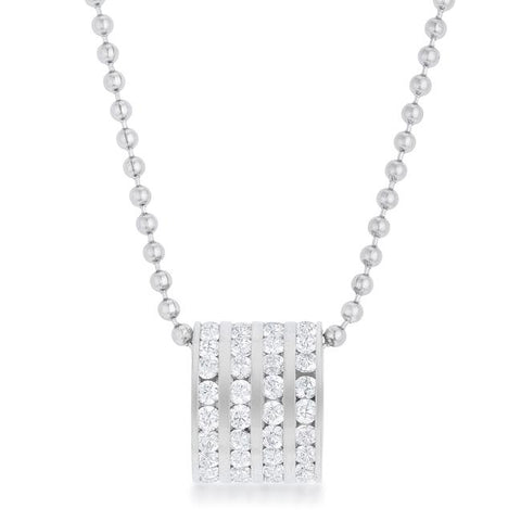 Dreya 1.1ct CZ Rhodium Stainless Steel Necklace - P11462V-C01