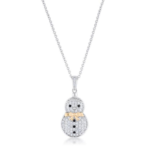 CZ Two-Tone Snowman Pave Holiday Pendant .35 ct - P11465T-C03