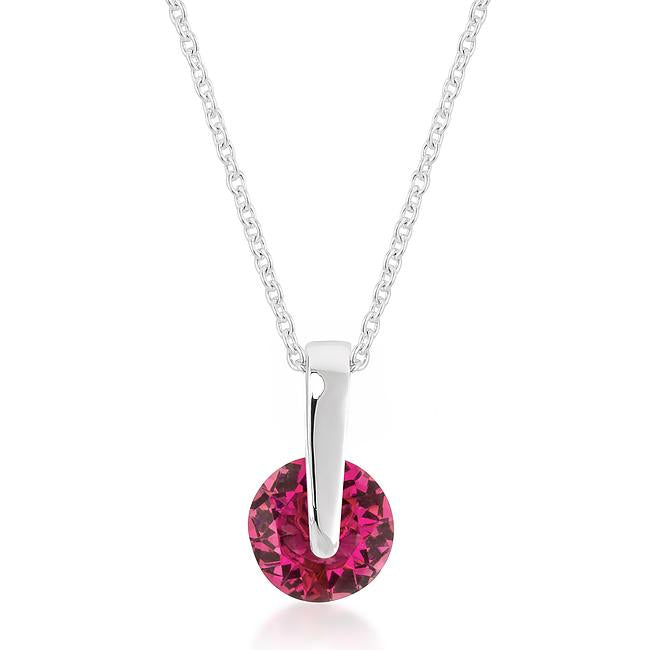 Classic Solitaire Red Cubic Zirconia Pendant - P50034R-S10