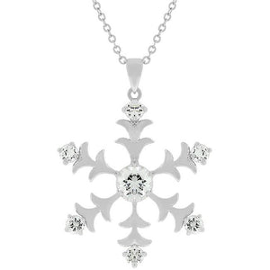 Rhodium Plated Snowflake Pendant - P50059R-C01