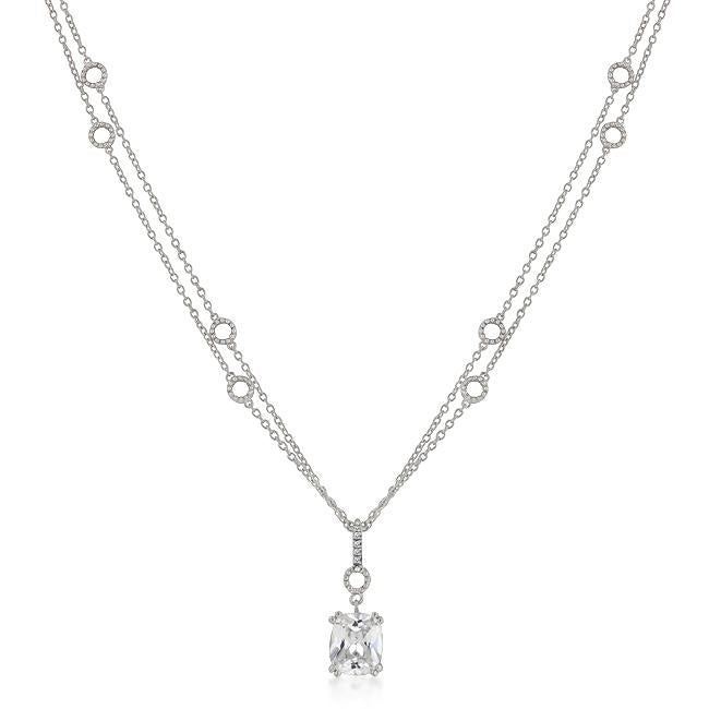 Solitaire Pendant on Double Chain - P50123R-C01