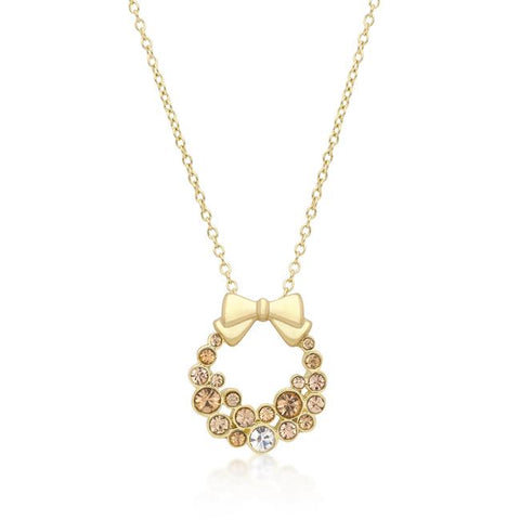 Holiday Wreath Champagne Crystal Pendant - P50160G-V02