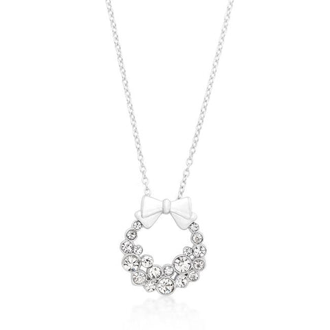 Holiday Wreath Clear Crystal Pendant - P50160R-C02