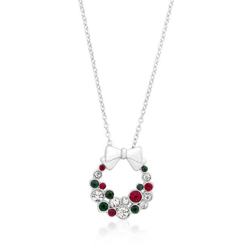 Holiday Wreath Colored Crystal Pendant - P50160R-V01