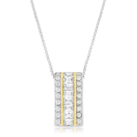 Two-Tone Three Row Hoop Pendant - P50167T-C01