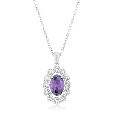 Amethyst Oval Drop Necklace - P50175R-C20